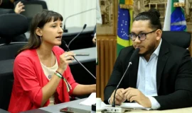 Vereadores Brisa Bracchi (PT) e Matheus Faustino (União). Foto: Francisco de Assis/Veronica Macedo/CMN